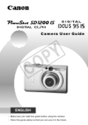 User manual for canon powershot sd1100 is
